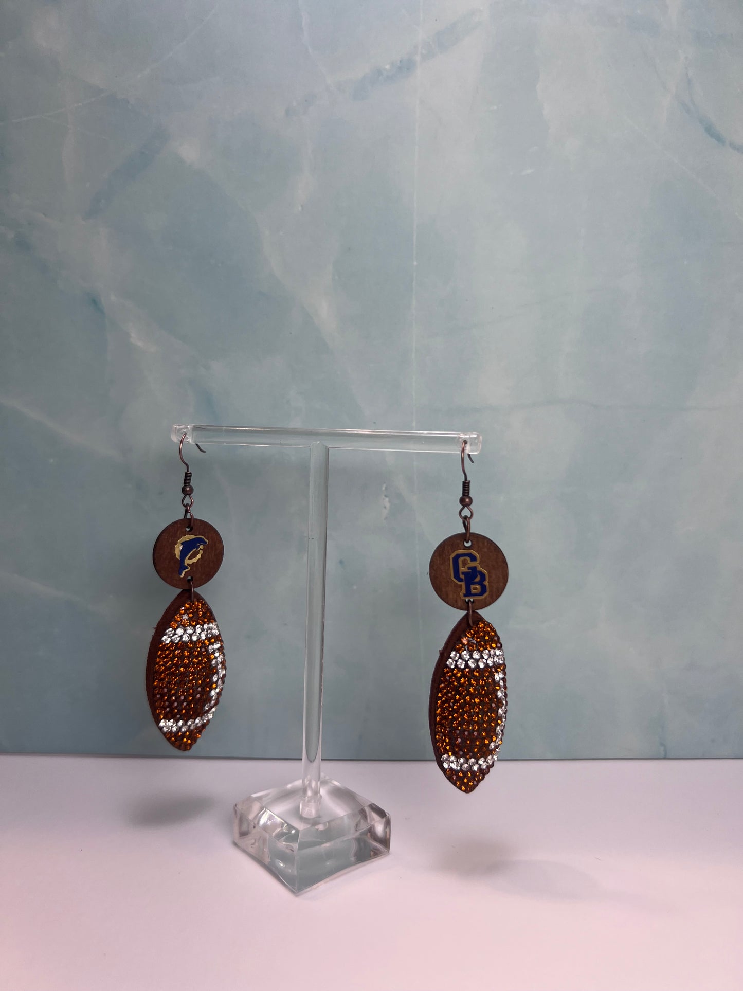 Dolphin and GB bedazzled football 